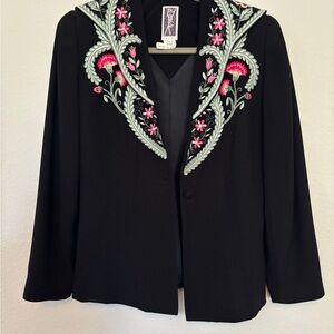 Vintage Embroidered Black Blazer